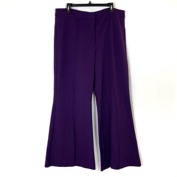 Worthington | Pintuck Flare Mysterious Purple Dress Pants NWT Womens 16 PETITE - Picture 1 of 8